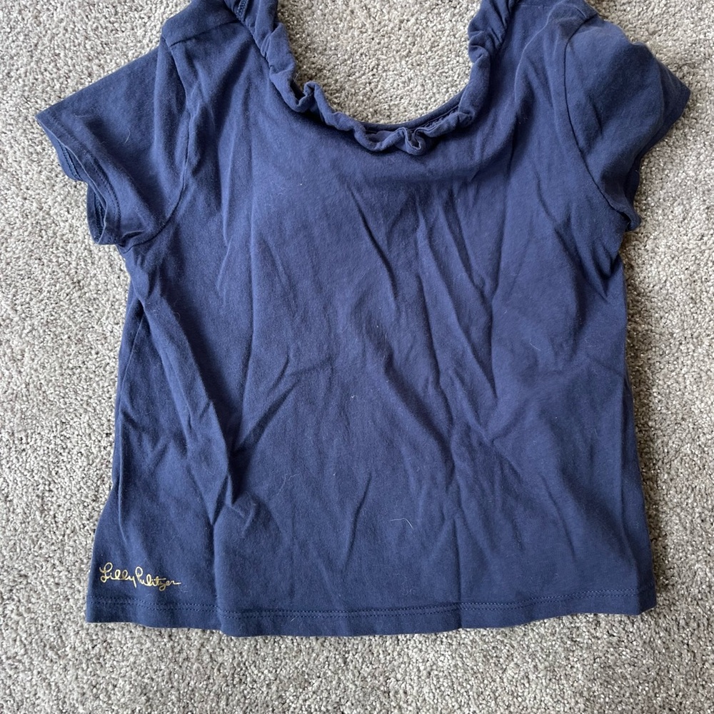 Lilly Pulitzer Blue Ruffled Short Sleeve T-Shirt